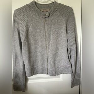 Banana Republic Sweater M Gray Zipper Knit Jacket Cardigan Women's